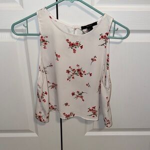 Forever 21 Floral Tank Top in Cream and Red